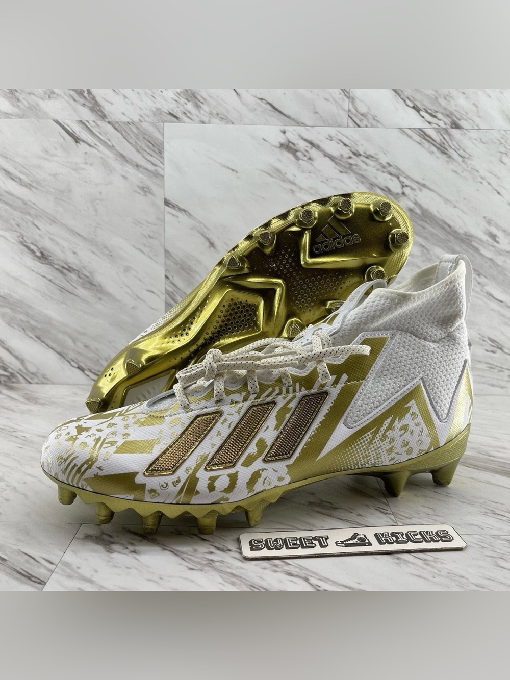Adidas Freak 23 Gold White Metallic Football Cleats Shoe